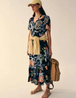 Floral V-Neck Midi Tiered Dress