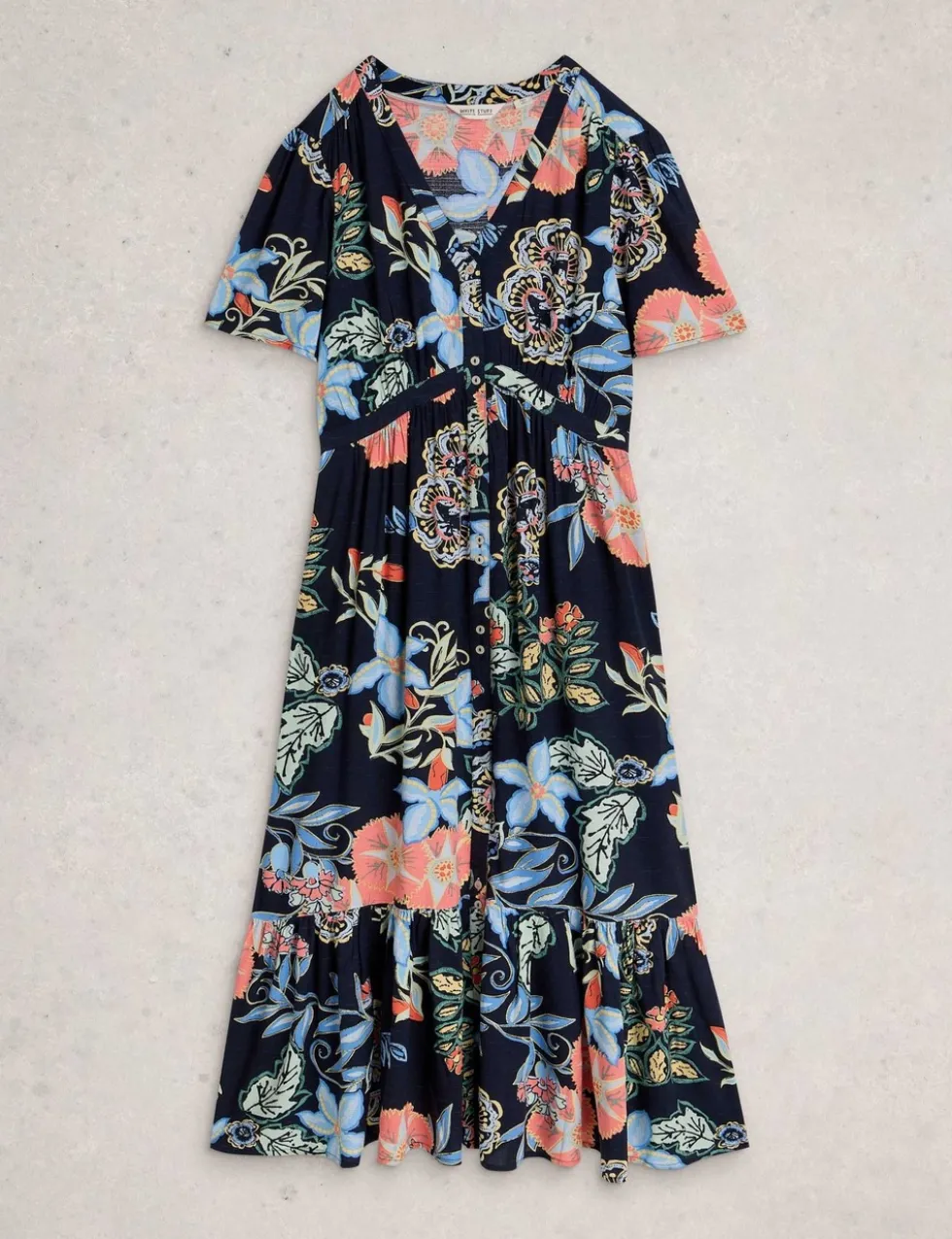 Floral V-Neck Midi Tiered Dress