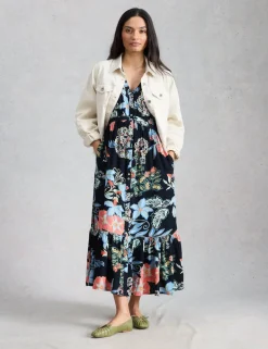 Floral V-Neck Midi Tiered Dress