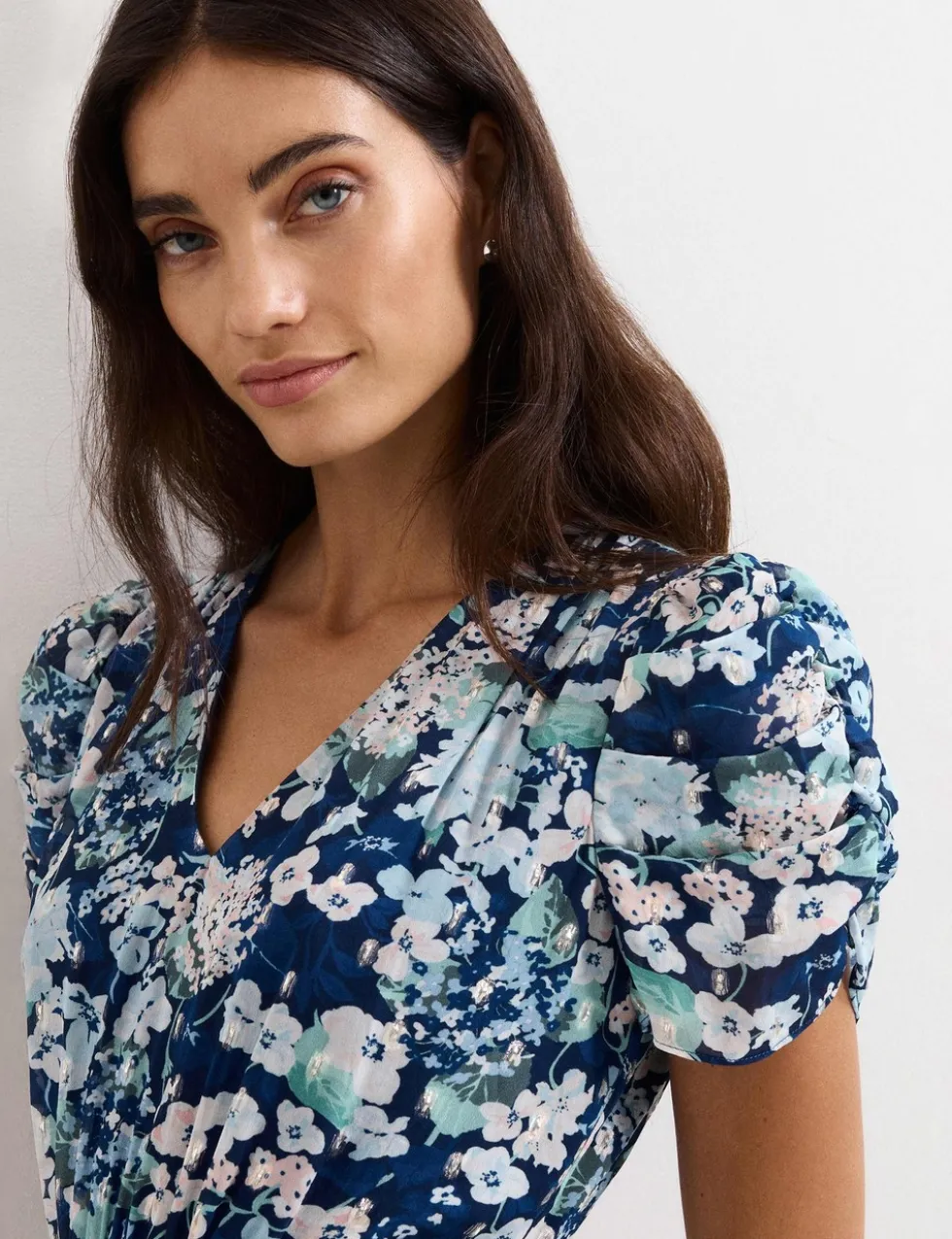 Floral V-Neck Midi Tiered Waisted Dress