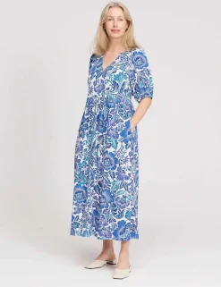 Floral V-Neck Midi Waisted Dress