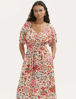 Floral V-Neck Midi Waisted Dress