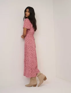 Floral V-Neck Midi Waisted Tea Dress