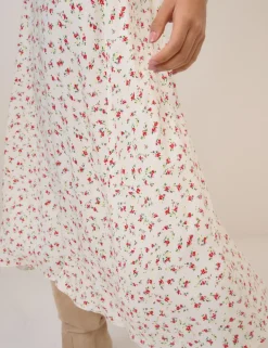 Floral V-Neck Midi Waisted Tea Dress