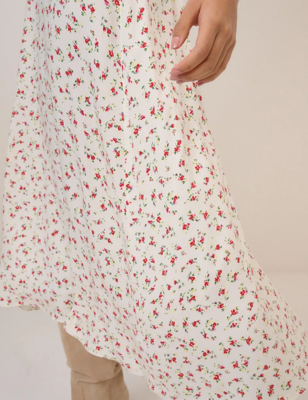 Floral V-Neck Midi Waisted Tea Dress