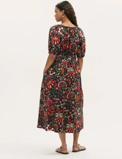 Floral V-Neck Midi Waisted Dress
