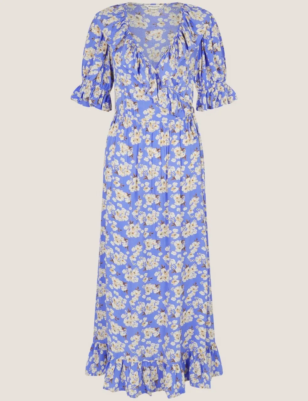 Floral V-Neck Midi Wrap Dress