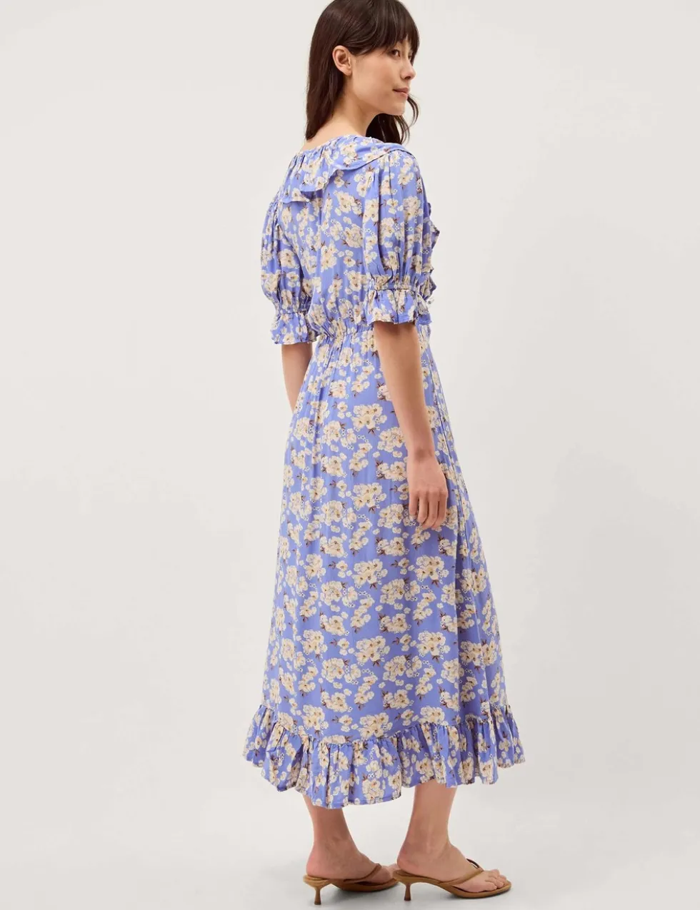 Floral V-Neck Midi Wrap Dress
