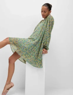 Floral V-Neck Mini Relaxed Smock Dress