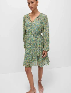 Floral V-Neck Mini Relaxed Smock Dress
