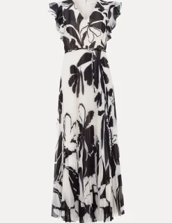 Floral V-Neck Pleated Maxi Skater Dress