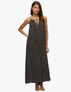 Floral V-Neck Strappy Maxi Beach Dress