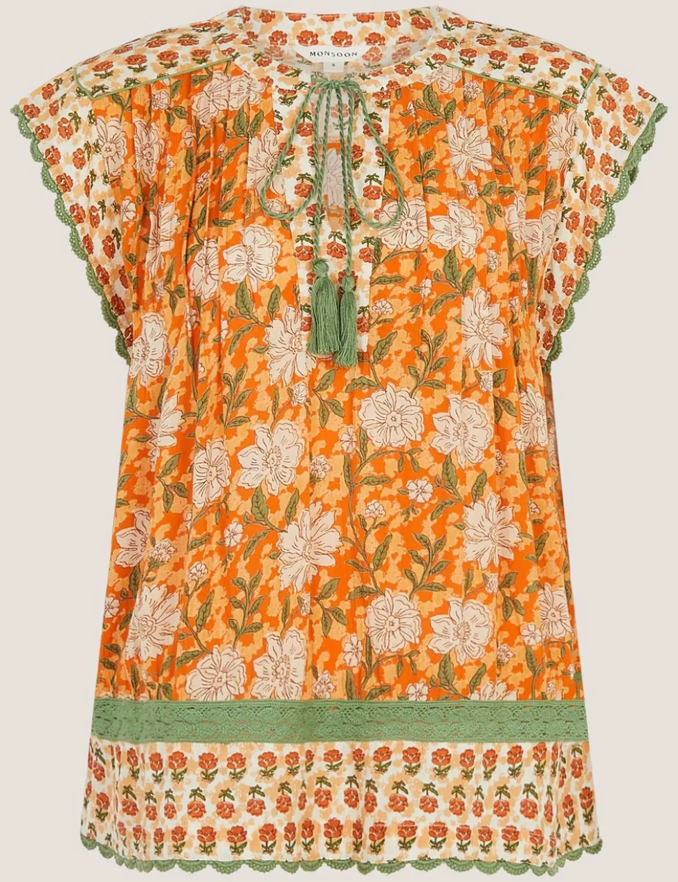Floral V-Neck Tassel Top