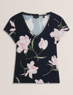 Floral V-Neck T-Shirt