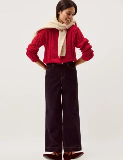Flower Button Cable Knit Cardigan