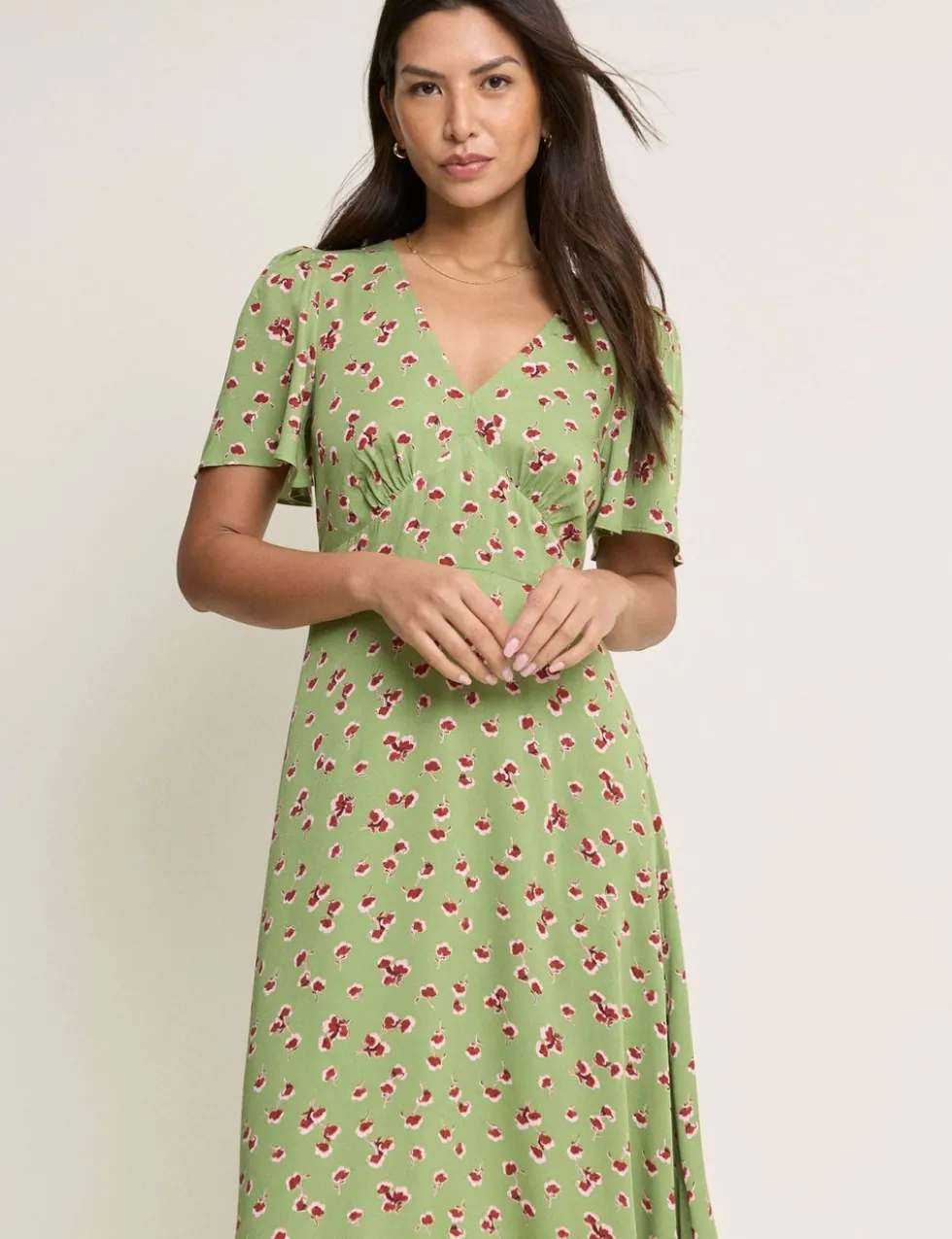 Foral V-Neck Midi Skater Dress