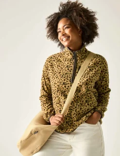 Frankie Leopard Print Half Zip Fleece Jacket