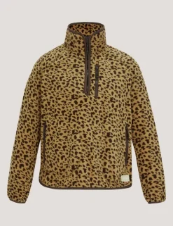 Frankie Leopard Print Half Zip Fleece Jacket