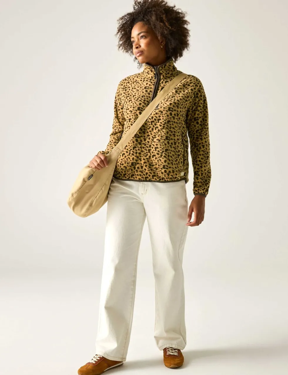 Frankie Leopard Print Half Zip Fleece Jacket