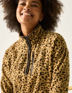 Frankie Leopard Print Half Zip Fleece Jacket