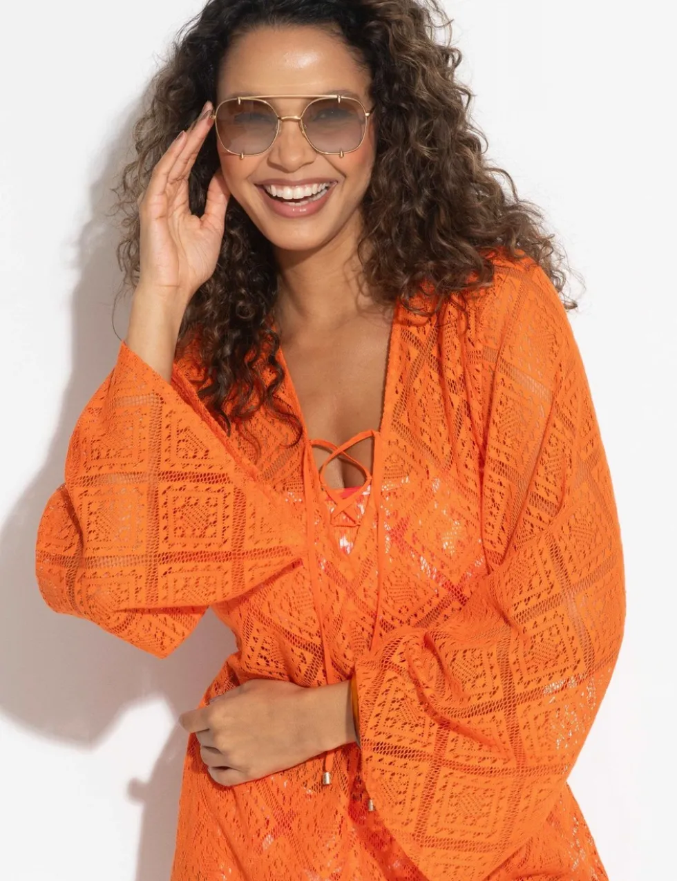 Free Spirit Lace Long Sleeve Beach Dress