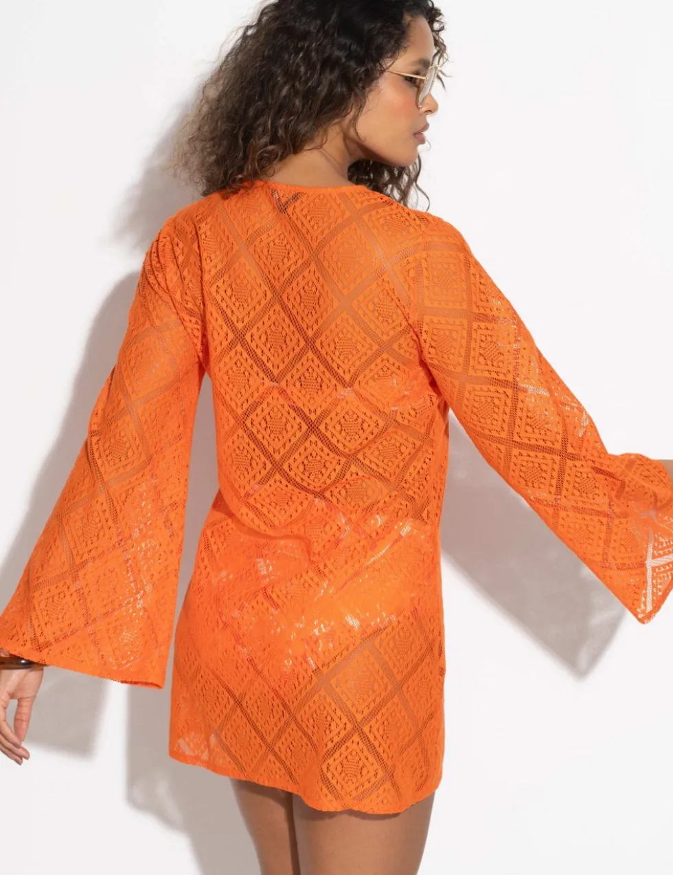 Free Spirit Lace Long Sleeve Beach Dress