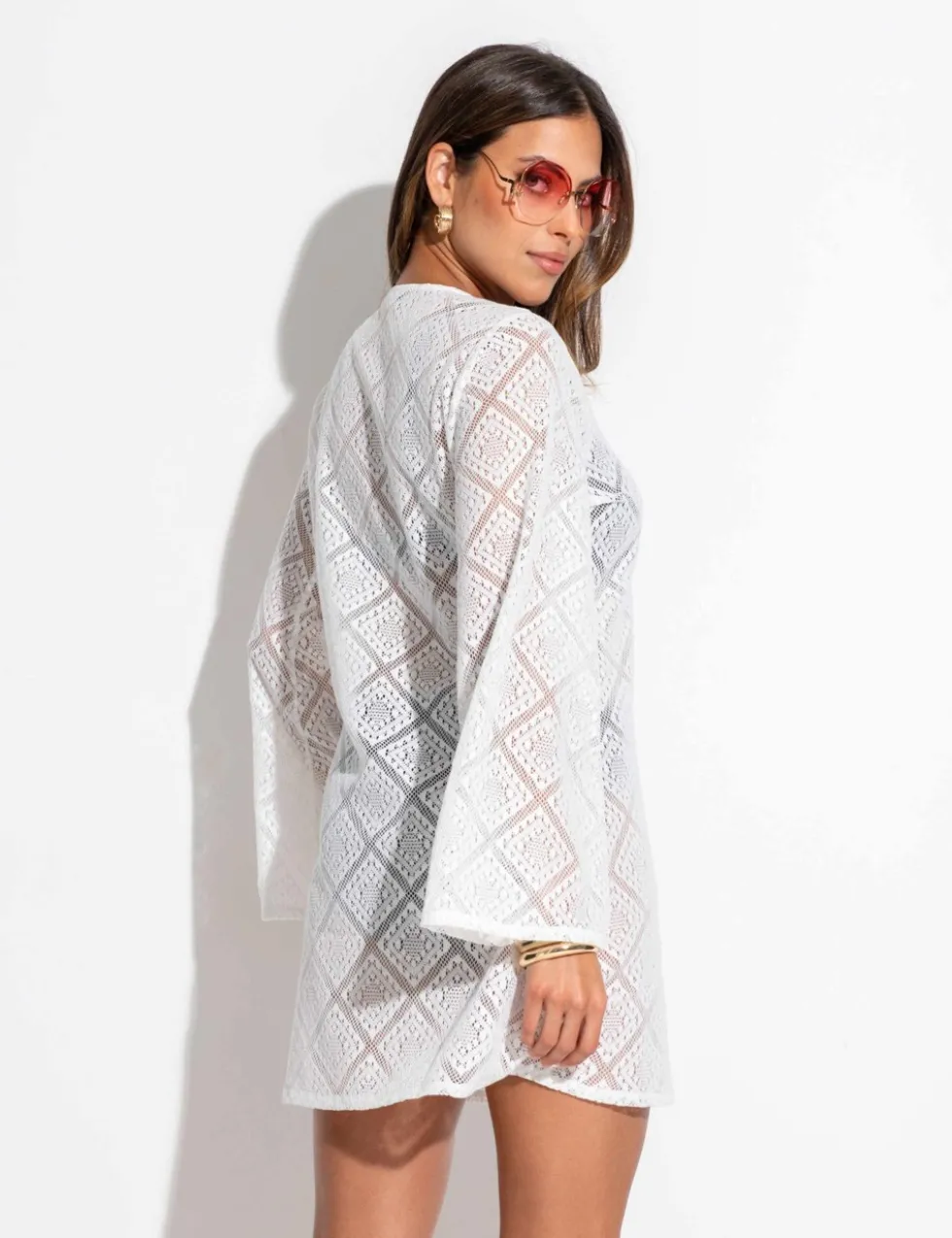 Free Spirit Lace Long Sleeve Beach Dress