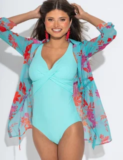 Free Spirit Twist Front Ruched Tummy Control Swimsuit