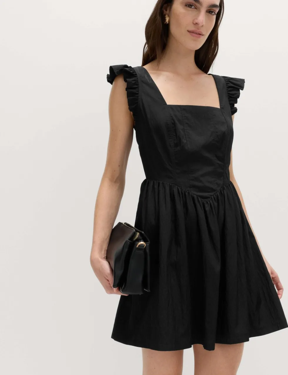 Frill Detail Square Neck Mini Skater Dress