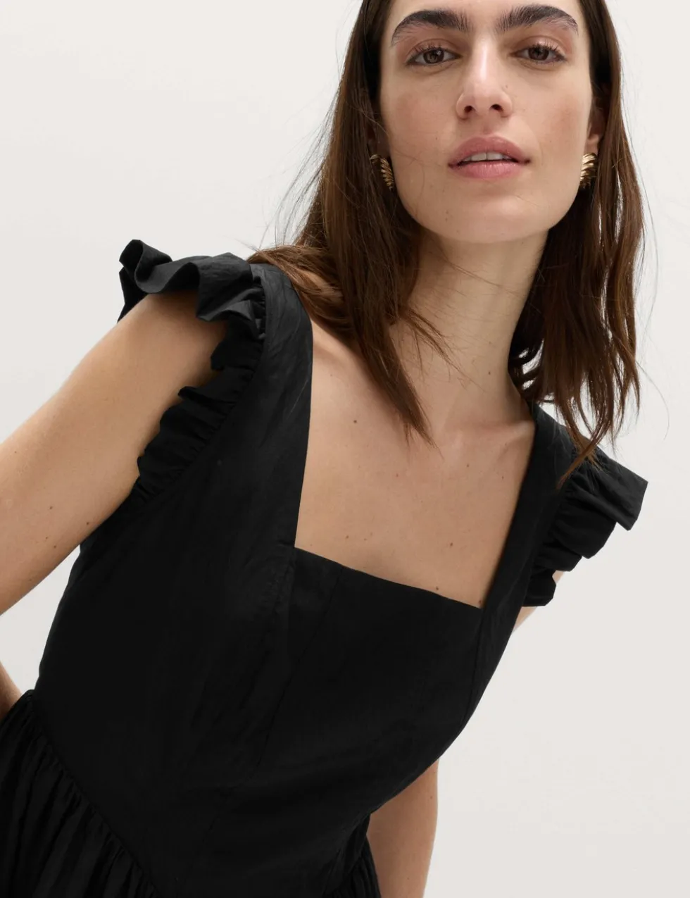 Frill Detail Square Neck Mini Skater Dress