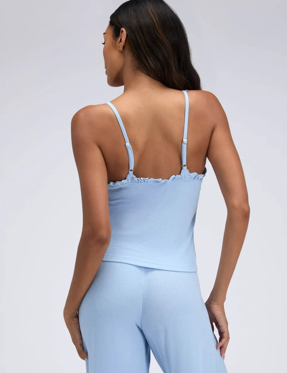 Frill Ribbed Cami Pyjama Set