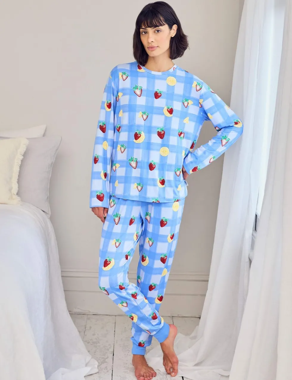 Fruit Petite Print Crew Neck Pyjama Set