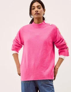 Funnel Neck Button Detail Jumper