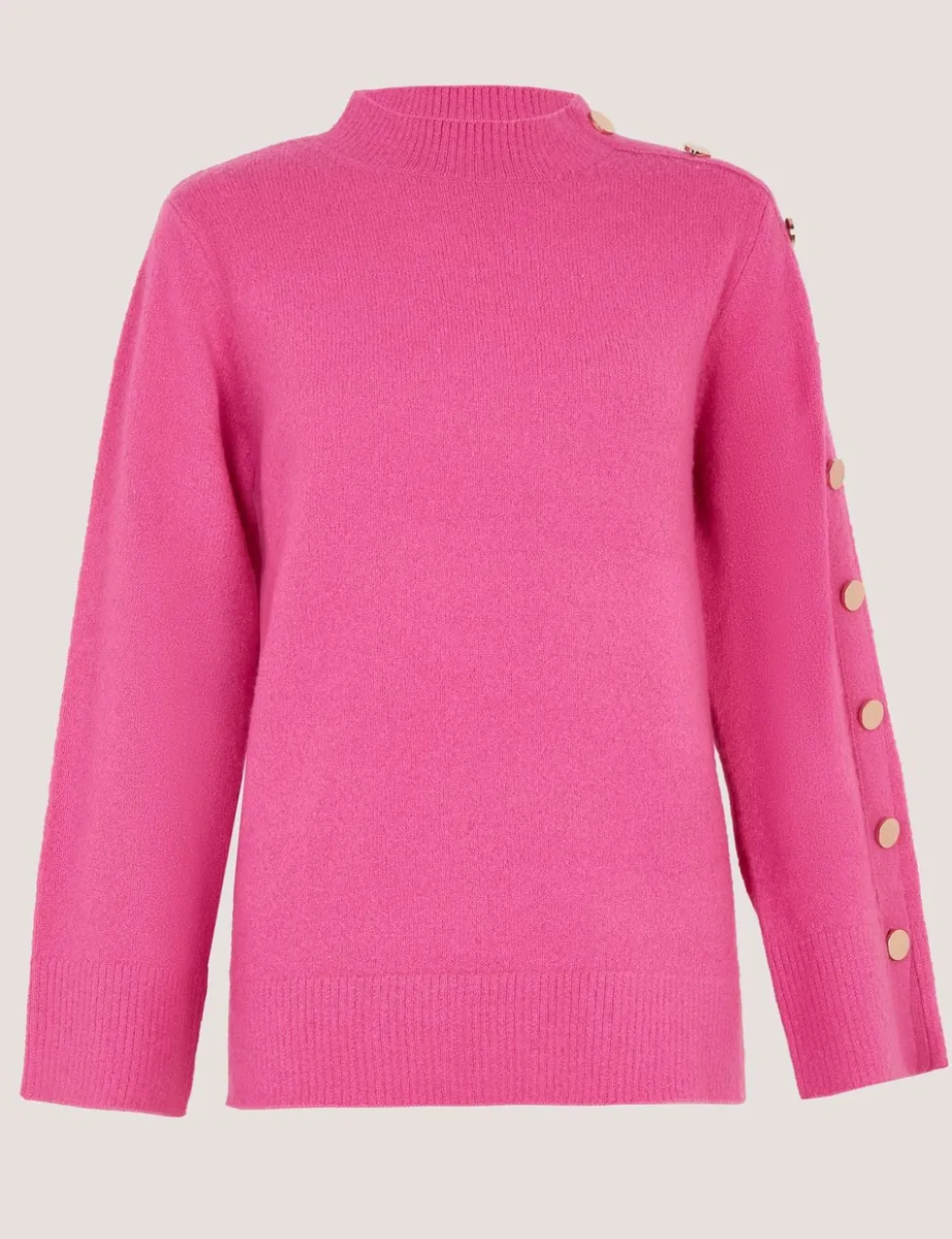 Funnel Neck Button Detail Jumper