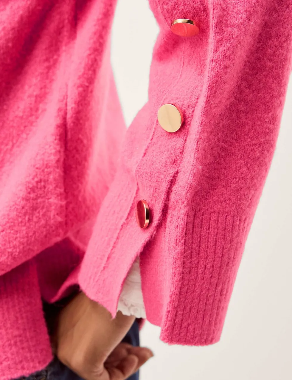 Funnel Neck Button Detail Jumper