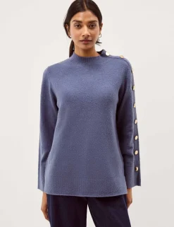 Funnel Neck Button Detail Jumper
