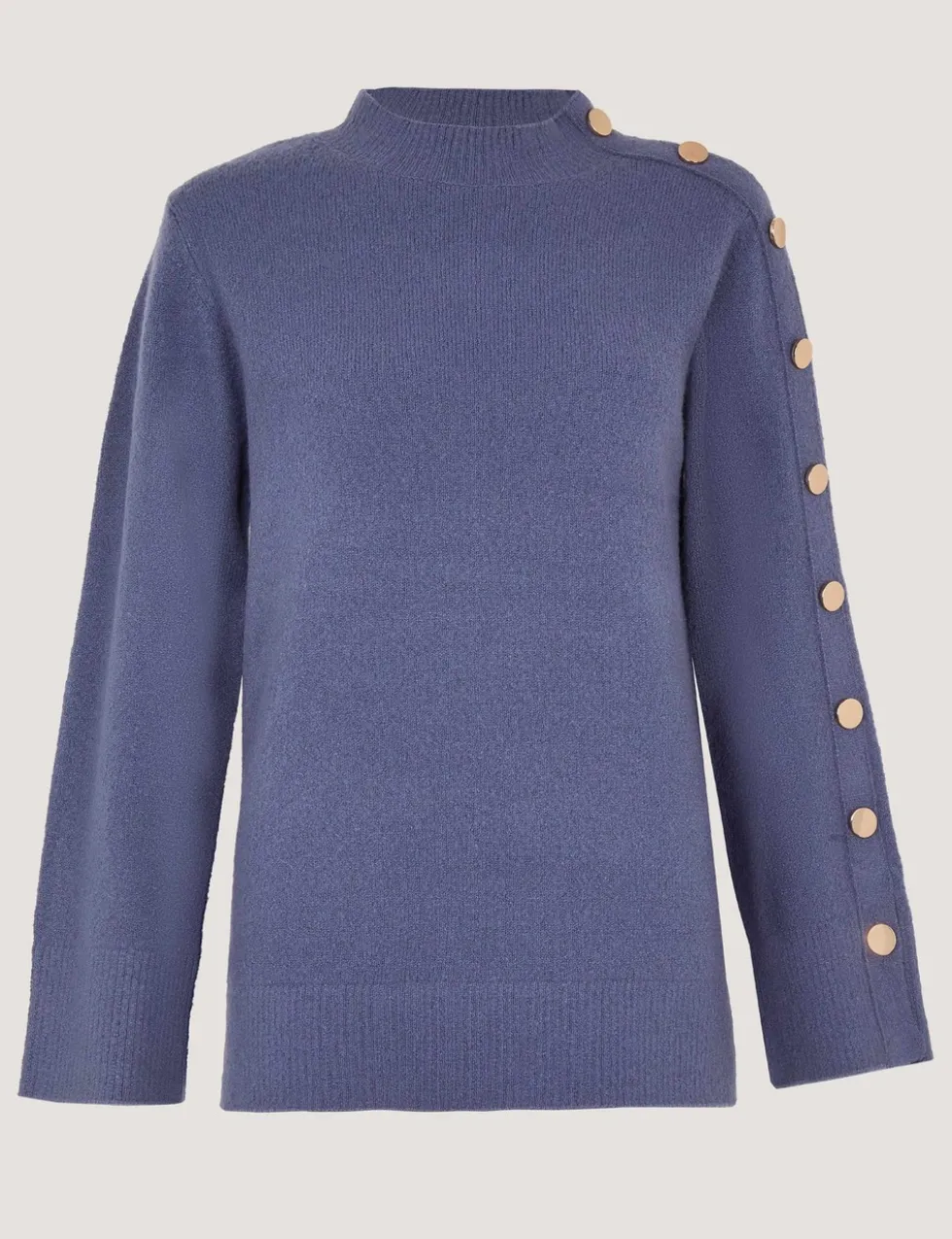 Funnel Neck Button Detail Jumper