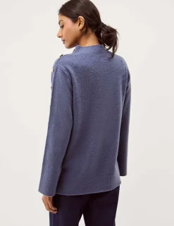 Funnel Neck Button Detail Jumper