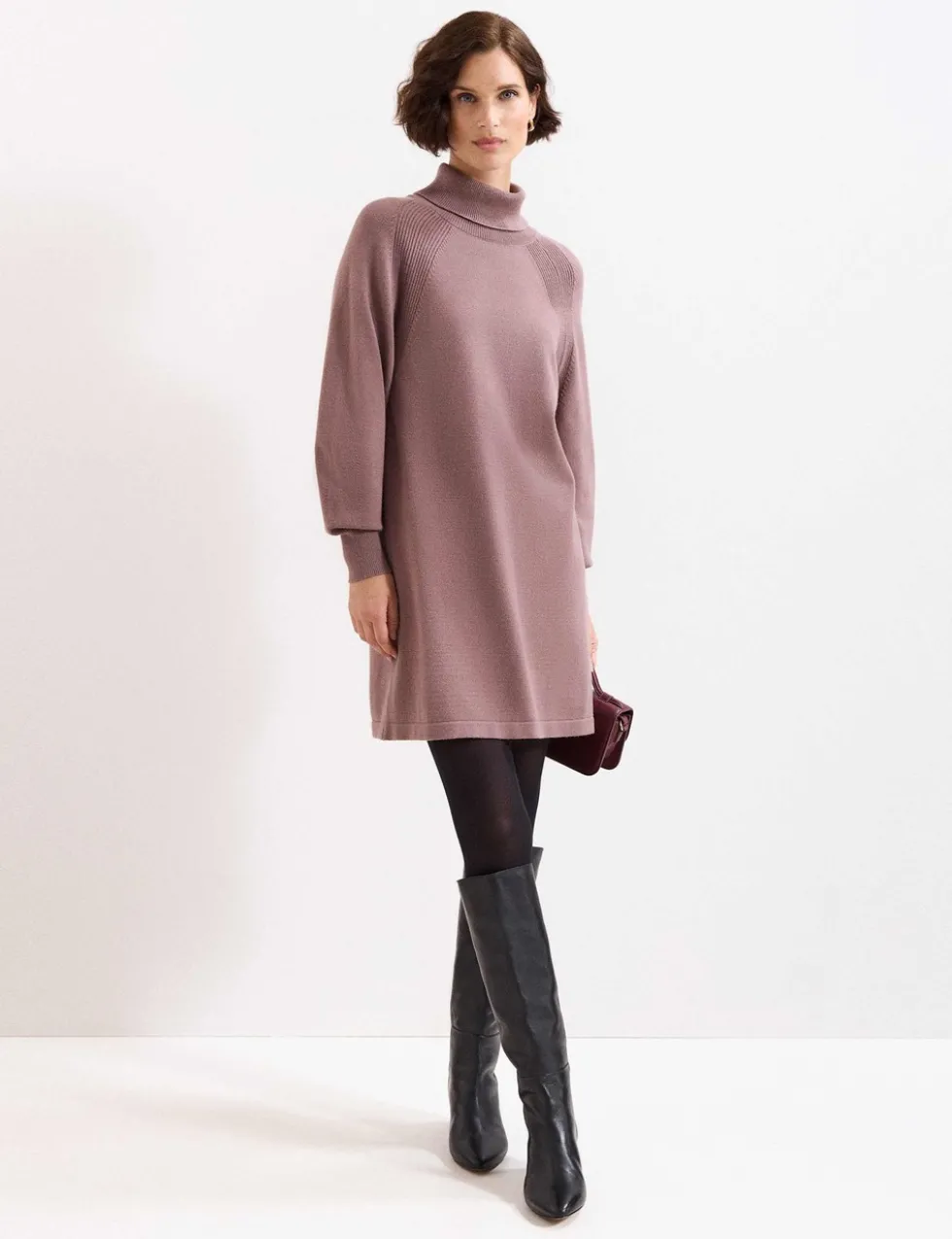 Funnel Neck Mini Jumper Dress