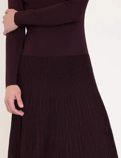 Funnel Neck Pleated Midaxi Jumper Dress