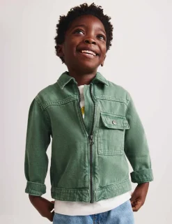 Garment Dyed Zip Up Denim Shacket (2-8 Yrs)