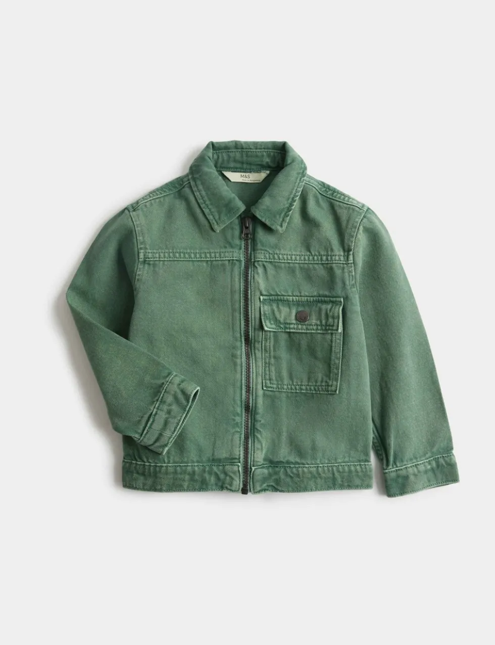 Garment Dyed Zip Up Denim Shacket (2-8 Yrs)