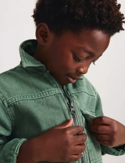 Garment Dyed Zip Up Denim Shacket (2-8 Yrs)