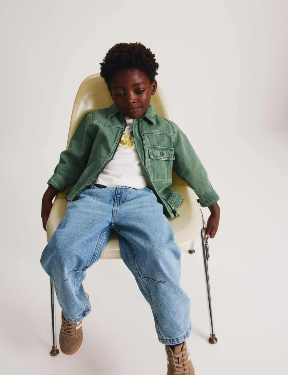 Garment Dyed Zip Up Denim Shacket (2-8 Yrs)