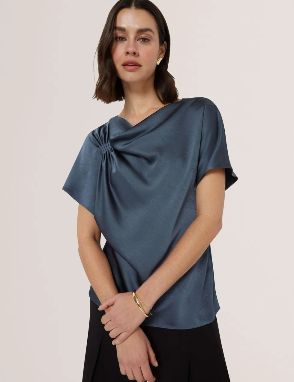 Gathered Shoulder Draped Top