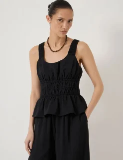 Gathered Straps Peplum Top