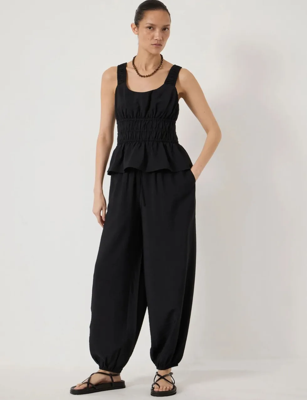 Gathered Straps Peplum Top