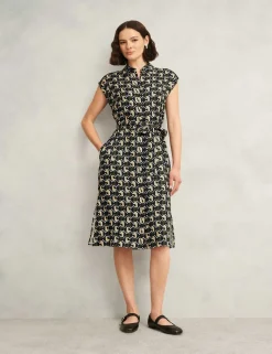 Geometric Belted Midi Shirt Dress