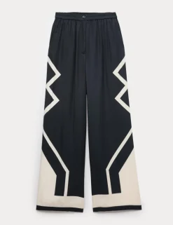 Geometric Jacquard Wide Leg Trousers