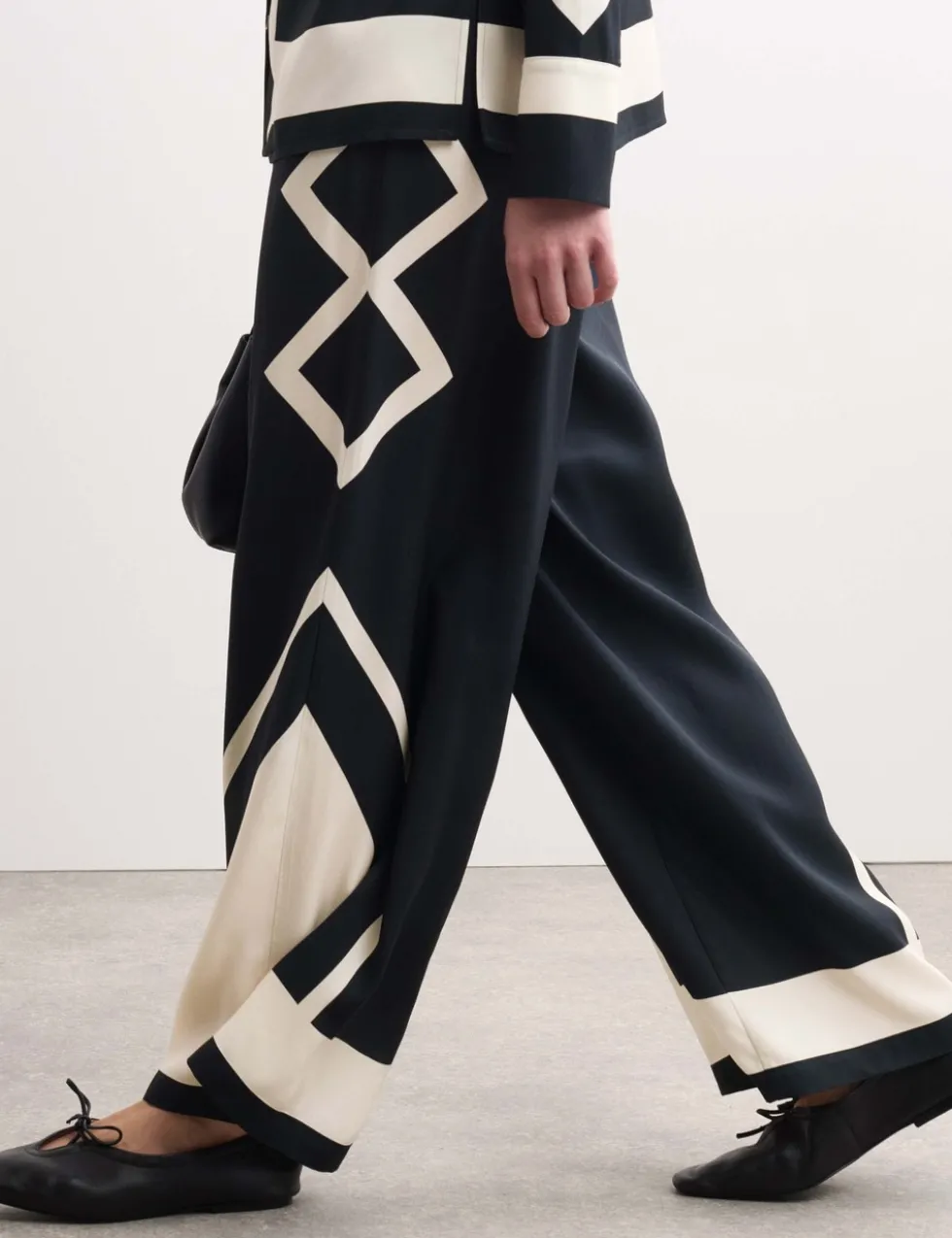 Geometric Jacquard Wide Leg Trousers